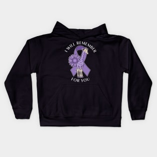 Giraffe Sunflower I Will Remember For You Alzheimer's Awareness Kids Hoodie